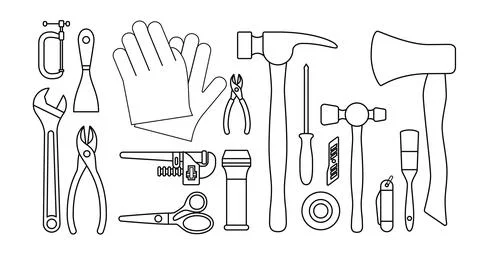 Set of tools vector illustration. Infrastructure and Construction hand tool Illustrazione stock