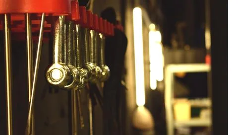 A set of tools in the workshop. highlighted on a black background Stock Photos