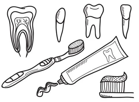 Set of tooth brushing icons Illustrazione stock