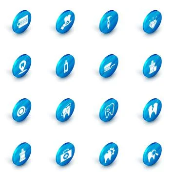 Set Tooth, drill, Diamond teeth, Dental clinic location, floss, Tube of イラスト素材