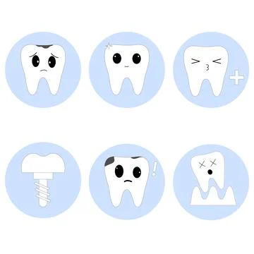 Set tooth icon white Stock Illustration