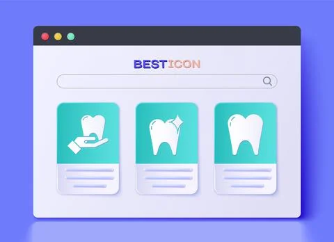 Set Tooth whitening concept, Tooth and Tooth icon. Vector Stock Illustration