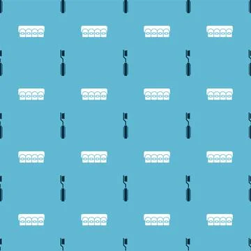 Set Toothbrush and Teeth with braces on seamless pattern. Vector Stock Illustration