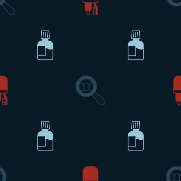 Set Toothbrush and toothpaste, Dental search and Mouthwash on seamless pattern Illustrazione stock