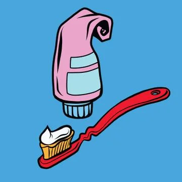 Set of toothpaste and toothbrush Stock Illustration