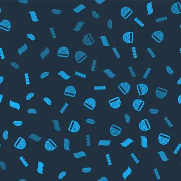 Set Toothpaste, Dental floss, Dentures model and Smiling lips on seamless Stock Illustration