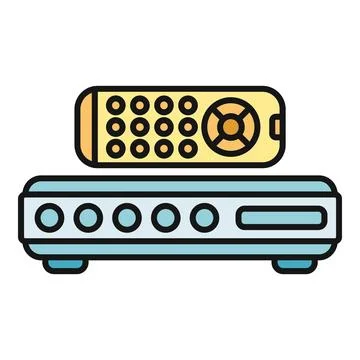 Set top box with remote control flat icon design Stock Illustration