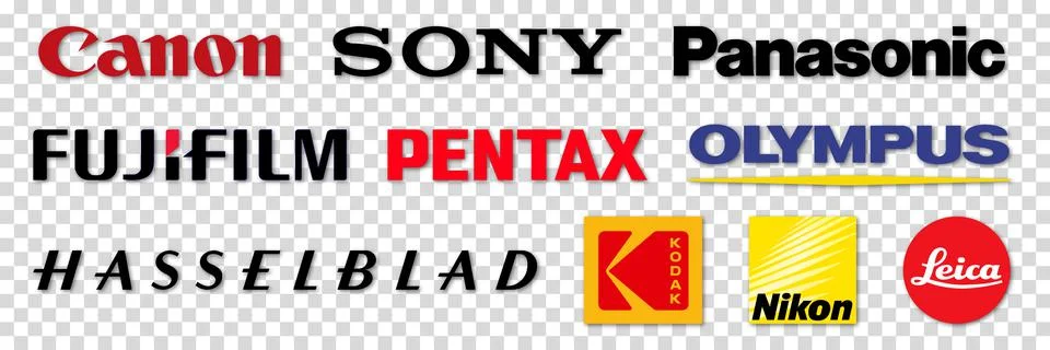 Set of Top Camera Brands Logos Stock Illustration
