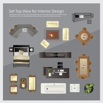 Set top view for interior design. Isolated Illustration Stock Illustration