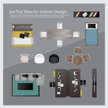 Set top view for interior design. Isolated Illustration Stock Illustration