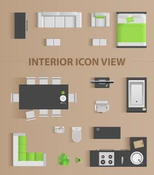 Set top view for interior icon design. Isolated Vector Illustration. Stock Illustration