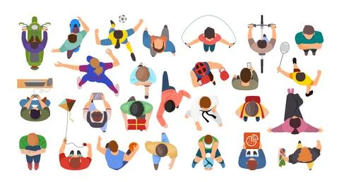 Set of Top view of people set collection, Men and women. View from above. M.. Stock Illustration