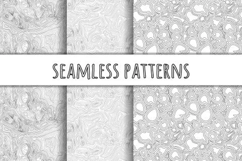 Set with Topographic Map Pattern. Stock Illustration