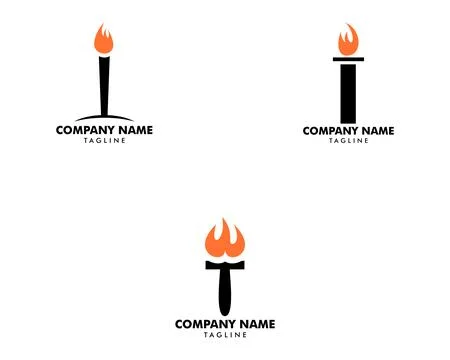 Set of Torch fire vector logo design Stock Illustration