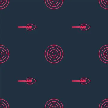 Set Torch flame and Minotaur labyrinth on seamless pattern. Vector Illustrazione stock