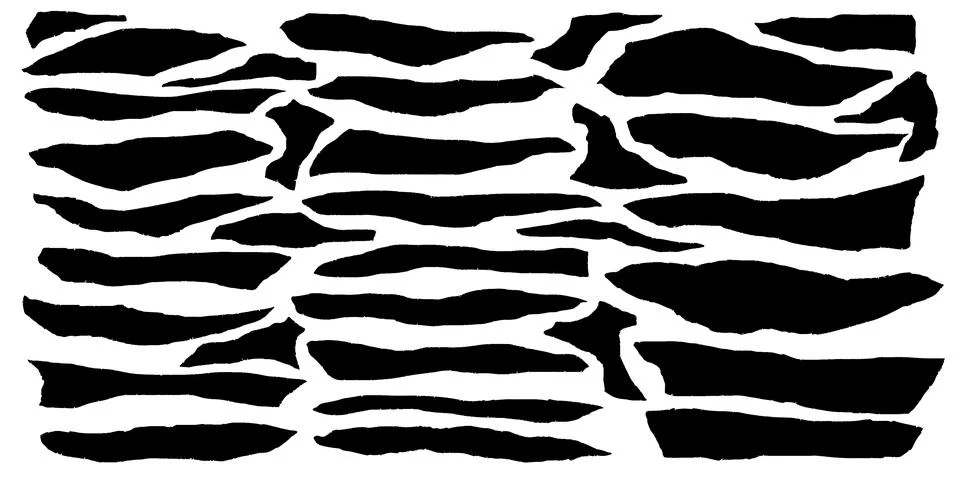 Set of torn black note paper pieces are on white background for text or ad. Stock Illustration
