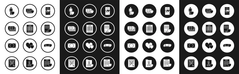 Set Torn contract, Report file document, Stacks paper money cash, Life insurance Stock Illustration