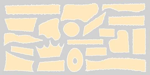 Set of torn empty pieces paper sheets with jagged edges. Scraps of paper. S.. Illustrazione stock