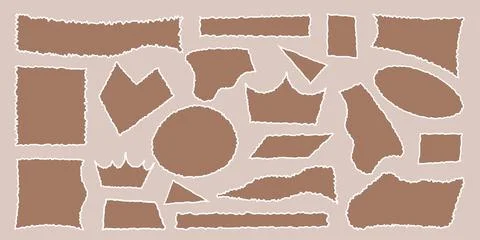 Set of torn empty pieces paper sheets with jagged edges. Scraps of paper. S.. Illustrazione stock
