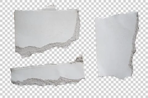Set of torn hard white papers in different shapes isolated on white background Stock Illustration
