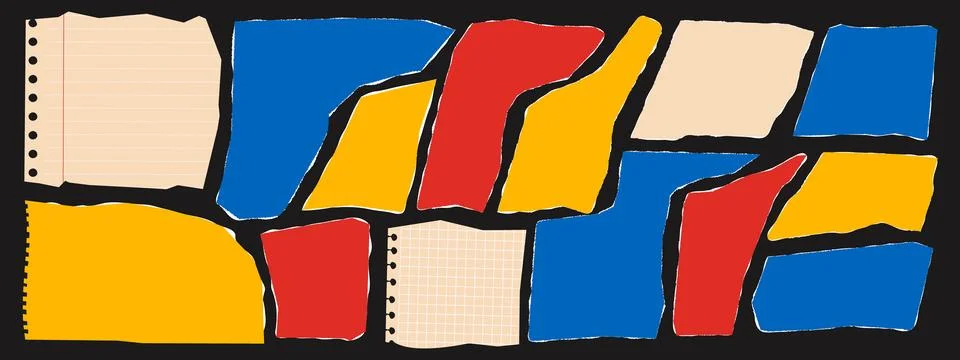 Set of torn paper and sheets. Design elements for contemporary art collage. V Stock Illustration