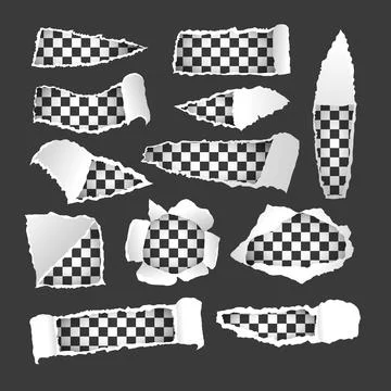 Set of Torn Paper Edges Set Collection. Blank Transparent White Ripped Pape.. Stock Illustration