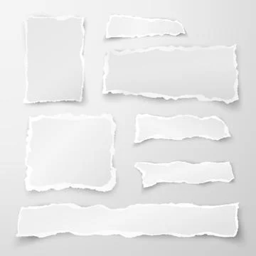 Set of torn paper pieces. Scrap paper. Object strip with shadow Stock Illustration