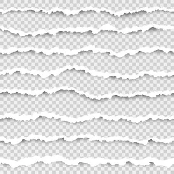 Set of torn paper stripes. Abstract paper texture with damaged edge. Vector i Illustrazione stock