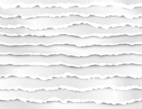 Set of torn paper stripes. Abstract paper texture with damaged edge. Vector i Illustrazione stock