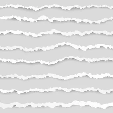 Set of torn paper stripes element. Abstract paper texture with damaged edge.  Stock Illustration