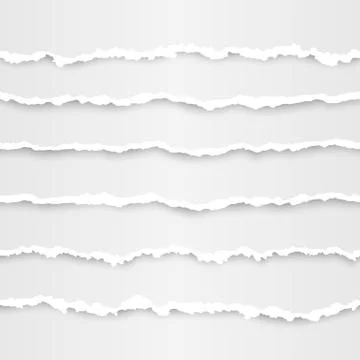 Set of torn paper stripes element. Abstract paper texture with damaged edge.  Stock Illustration