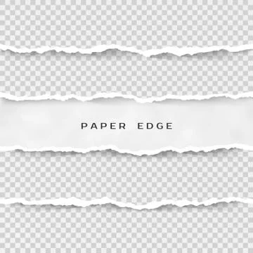 Set of torn paper stripes. Paper texture with damaged edge isolated Stock Illustration