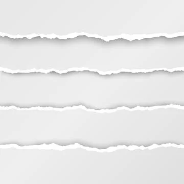 Set of torn paper stripes. Paper texture with damaged edge. Isolated vector i Stock Illustration