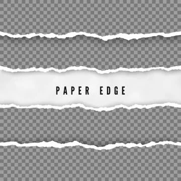 Set of torn paper stripes. Paper texture with damaged edge. Vector illustrati Stock Illustration