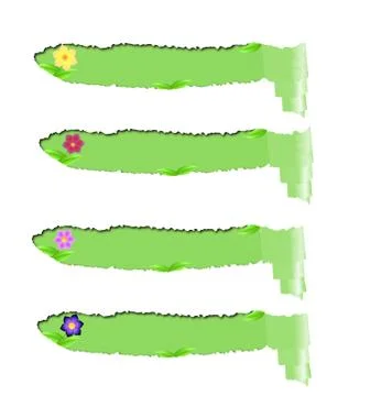 Set torn papers with green space for text with flowers,leaves Stock Illustration