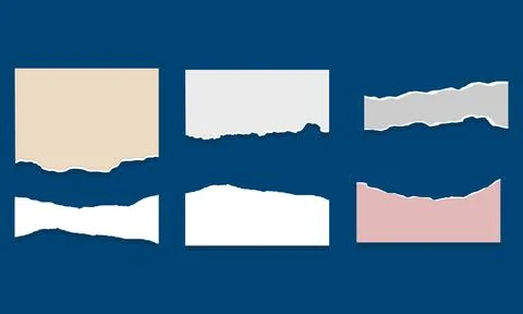 Set of torn ripped paper sheets texture Stock Illustration