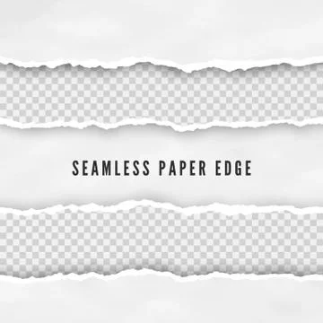 Set of torn seamless paper borders. Abstract paper texture with damaged edge. Stock Illustration