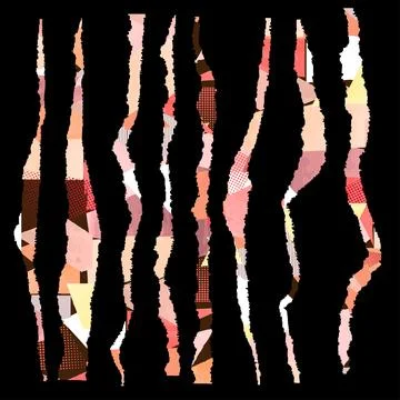 Set of torn strips of paper with different textures Stock Illustration