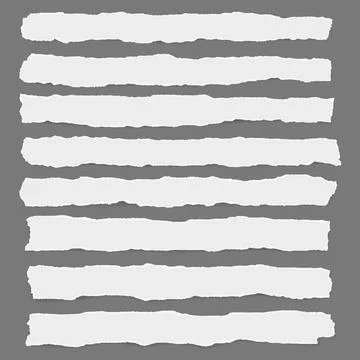 Set of torn white note paper pieces stuck on dark grey background for text or ad Stock Illustration