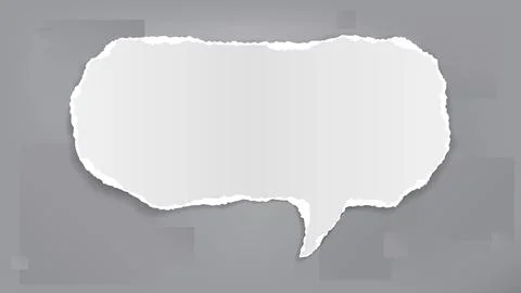 Set of torn white round note, notebook paper piece stuck on dark squared grey Stock Illustration