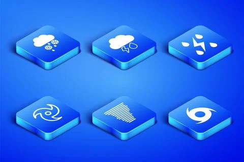 Set Tornado, Cloud with snow and rain, lightning and Storm icon. Vector イラスト素材