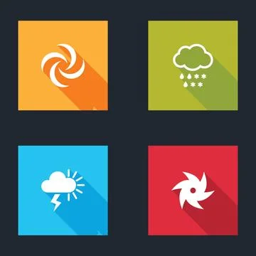 Set Tornado, Cloud with snow and rain, Storm and  icon. Vector Stock Illustration