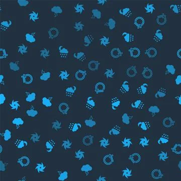 Set Tornado, Cloud with snow, rain, moon, Wind and sun and Storm on seamless Illustrazione stock