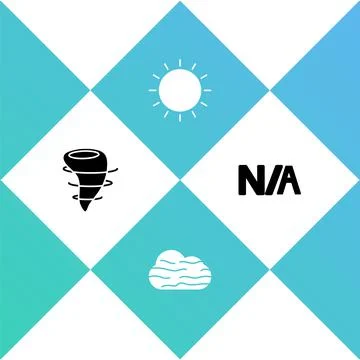 Set Tornado, Fog and cloud, Sun and Not applicable icon. Vector Stock Illustration
