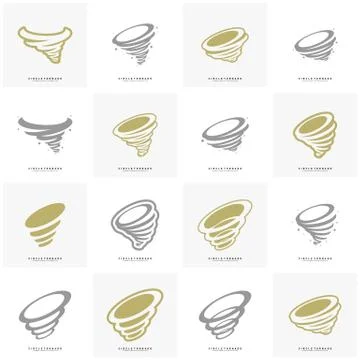 Set of Tornado Logo Design Concept Vector Template. Hurricane Logo Vector Ico 스톡 일러스트
