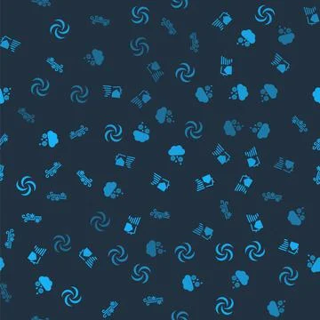 Set Tornado, swirl, Cloud with snow and rain and Wind on seamless pattern Illustrazione stock