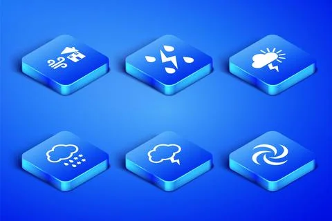 Set Tornado, swirl, Storm, Cloud with snow and rain,  and  icon. Vector Illustrazione stock