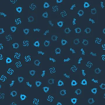 Set Tornado, Wind and rain with snow, sun and on seamless pattern. Vector Stock Illustration