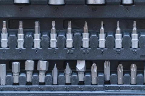 A set of torx tools, socket wrenches, screwdrivers and other tools. Stock Photos