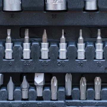 A set of torx tools, socket wrenches, screwdrivers and other tools. Stock-Fotos